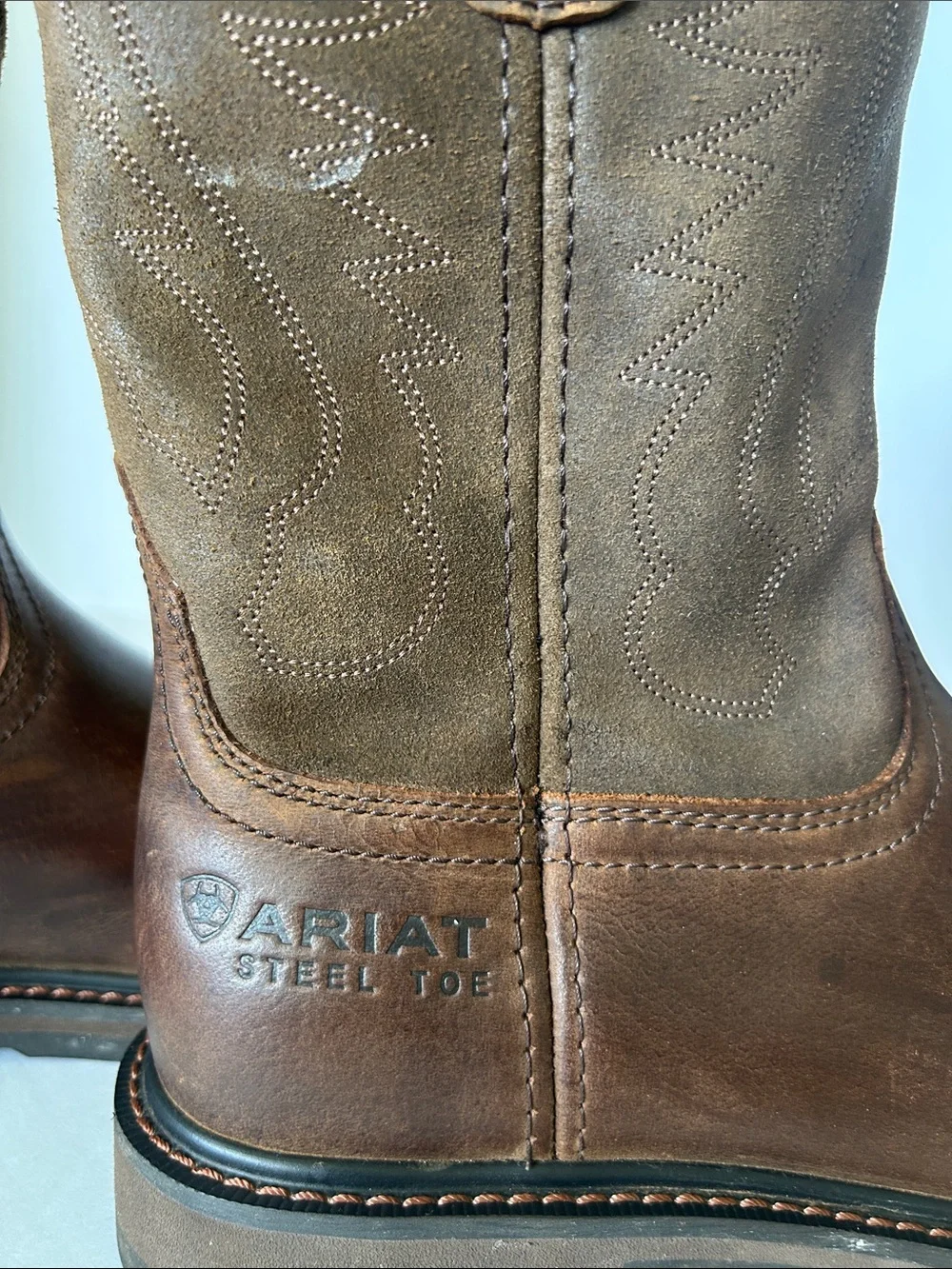 ARIAT GROUNDBREAKING STEEL TOE PULL-ON WORK BOOTS SIZE 8.5 EE